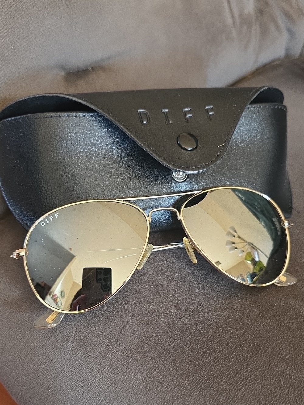 Diff Eyewear Gold Aviator Sunglasses with Gold Mirrors